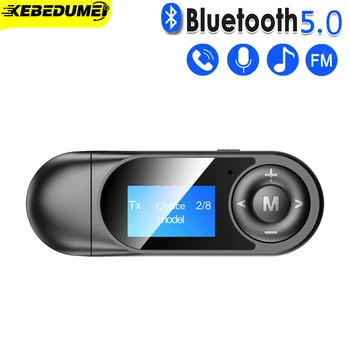 Auto Bluetooth 5.0 Adaptor Wireless Audio Transmitter Receiver de 3,5 AUX USB Dongle Apel Hands Free Cu Display LCD pentru PC Telefon