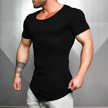 B8849 Mens Fitness bine t-shirt Bumbac Slim fit t-shirt pentru bărbați Culturism
