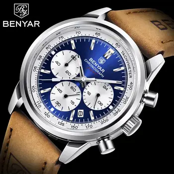 BENYAR Nou Sport Bărbați Cuarț Ceas de Brand de Top 42MM ceas Militar de Lux Cronograf rezistent la apa 30M Bărbați Ceas reloj hombre