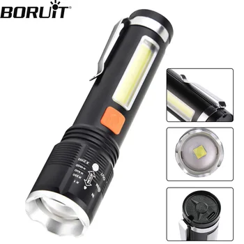 BORUiT P50 Lanterna LED-uri Portabile Telescopic cu Lanterna Cu COB 4-Moduri de Tip C Reîncărcabilă de Mare Putere Lanterna Camping Pescuit