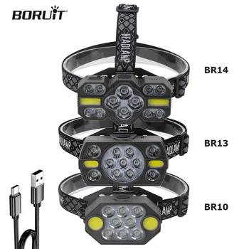 BORUiT Super-Luminos LED Faruri Built-in Baterie 18650 Tip C Reîncărcabilă Far de Pescuit Cap Lanterna Camping Lanterna
