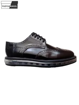Barbati Din Piele Pantofi Brogue Britanic Stil Vintage Sculptură De Brevete Din Piele Pantofi Rochie Office Dantelă-Up Casual Pantofi Platforma
