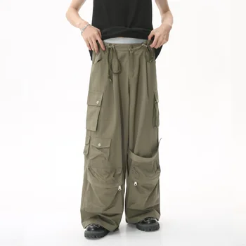 Barbati Pantaloni de Moda Hip Hop Multi-buzunar de Pantaloni Trendy Streetwear Solid pantaloni de Trening Pantaloni Casual Hombre