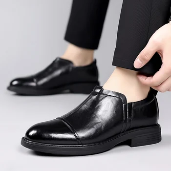 Barbati Pantofi Din Piele Brand Italian De Afaceri Rochie All-Meci Casual Pantofi De Înaltă Calitate, Maro Clasic Britanic Casual Din Piele Pantofi