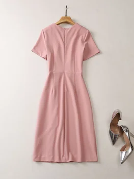Birou Elegant Lady Rochii de Vara pentru Femei 2023 Moda Maneca Scurta de culoare Roz Simplu Negru Vestidos de Genunchi Lungime Munca Halat XXL