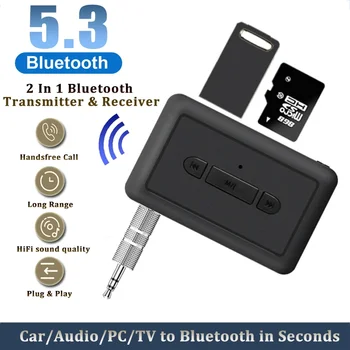 Bluetooth 5.3 AUX Wireless Adaptor Audio 2-în-1Receiver Transmițător Jack de 3,5 mm pentru Căști cu Cablu TV Difuzoare auto MP3 Player