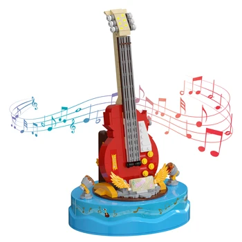 BuildMoc Cutie De Muzică De Chitară Blocuri Set Cântând Cântecul Spectacol De Teatru Echipamente De Afișare Idee Cărămizi De Jucărie Pentru Copii Bitrthday Cadouri