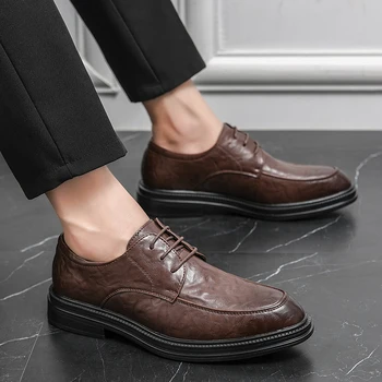 Bărbați Formale Rochie Pantofi de Afaceri Confortabil Respirabil Dantela Sus de Tineri de Moda Tendință Scăzută de Sus a Subliniat Toe Primavara-Vara Împinge Principal
