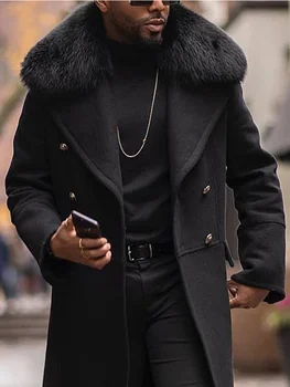 Bărbați Sacou Lână Iarna Toamna Mens Lungă Windproof Haină de Lână Casual Gros Slim Fit Sacou Masculin Palton Clearance-ul