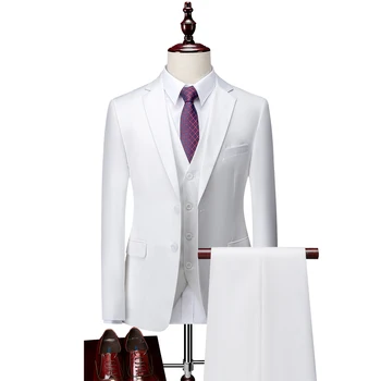 Bărbați formale costum de afaceri, vestă și pantaloni, set de 2 piese, tip boutique, de culoare pură, mirele rochie de mireasa, M-6XL