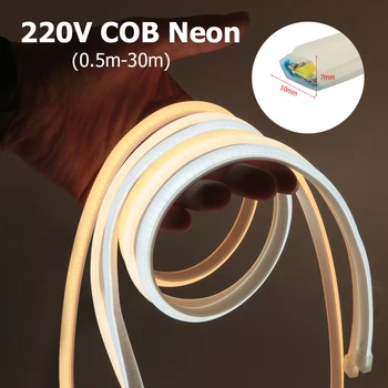 COB LED Strip 220V 288LEDs/m FOB Lumini de Neon Alb/Alb Cald/Alb Natural Impermeabil în aer liber Panglică Bandă Diodă de Decor Acasă