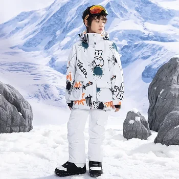 Cald Impermeabil Copii Jacheta de Schi pentru Copii de Schi Salopeta 2023 Iarna Jacheta Snowboard Băieți și Fete în aer liber Pantaloni de schi Costume