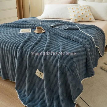Capac pat Solid Galben-verde Moale și Moale Flanel Pături pe Pat Pături Groase și Pături Thow Cuverturi de pat