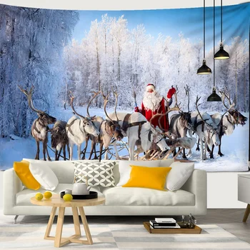 Casa Decor de Crăciun de Decorare Perete de Zăpadă Pom de crăciun Moș Crăciun Moș crăciun de Imprimare Poliester polonez de Fundal tapiz