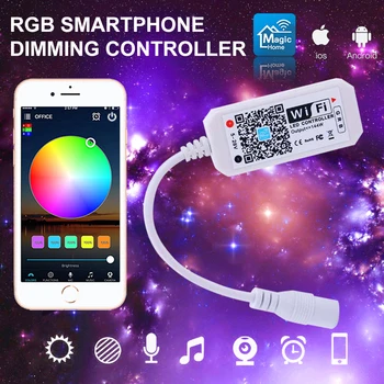 Casa Mini RGB RGBW WiFi Controler DC5-24V Pentru Benzi Led Panou Lumina Funcția de Sincronizare 16million Culori Smartphone de Control