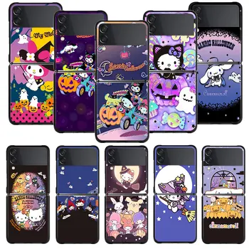 Caz Pentru Samsung Galaxy Z Flip 4 Z Flip3 5G Cover pentru Galaxy Z Flip Greu PC Coajă de Halloween Hello Kitty Melodia Mea Cinnamoroll