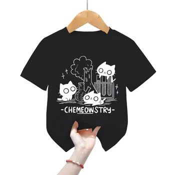 Chemeowstry Clasice pentru Copii T-shirt Îmbrăcăminte Chimie Știință Copii Tricou Fete Baieti Tricou Drăguț Pisică Neagră Copii T-shirt