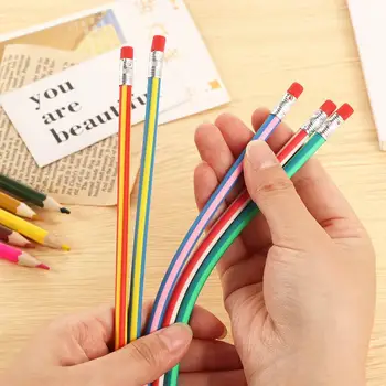 Colorate Flexibil Flexibil Moale Instrument De Scris Rechizite Creion Cu Radieră