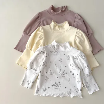 Copilul Fetita tricou Maneca Lunga Bumbac cu imprimeu Floral Copii Topuri Stil coreean Toamna Primavara pentru Sugari Baby Girls T-shirt