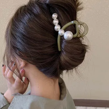 Coreeană Perla Clip de Păr pentru Femei Elegante Cruce Hairgrips Fete la Modă de Gheare de Păr Clipuri Noi Ac de par Toamna Iarna Accesorii de Par