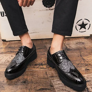 Costum Britanic Pantofi pentru Bărbați Primăvară Negru Versatil Oameni de Afaceri Formale din Piele Pantofi Casual Pantofi Casual Fund Moale Pantofi pentru Bărbați