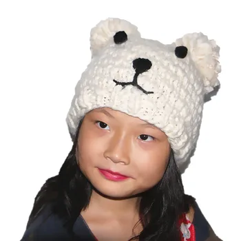 Croșetat Tricotate Drăguț Urs Polar Stil Urechi Beanie Hat Pentru Copii Animal Mai Cald Drăguț Adult Capace