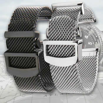 De înaltă Calitate 20 21 22 mm Argintiu Inox Negru Watchband Pentru IWC Ceas Curea Incuietoare de Implementare Bratara Cu Logo-ul