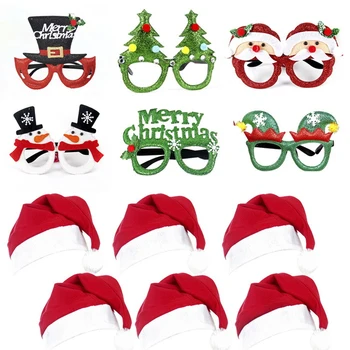 Decor De Crăciun Ochelari Set De Vacanță Pentru Adulți Copii Cadou De Cap Pălărie Catarama Cerc Din Palme Inel