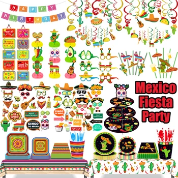 Desene Animate Mexic Cactus Fiesta Tacamuri De Unica Folosinta Fete De Masa Mexican Cinco De Mayo Party Banner Agățat Ornamente Ziua Decor