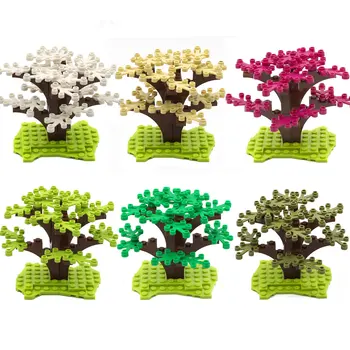 Diy Model Copac 31PCs Peisaj Plante cu Iarbă Conține Instrucțiuni Compatibile cu LEGO Mic Bloc Grădină