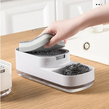 Dozator De Săpun Bucătărie Detergent Apăsați Caseta De Burete Perie Cutie De Depozitare Lichid Automat Distribuitor Instrumente De Bucatarie Accesorii