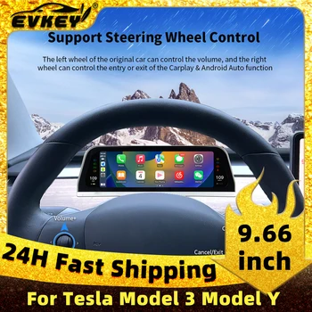 EVKEY 9.66 Inch Heads-Up Display Pentru Tesla Model 3 Y Bord Digital Carplay, Android Auto Ecran IPS Auto HUD Putere Viteza