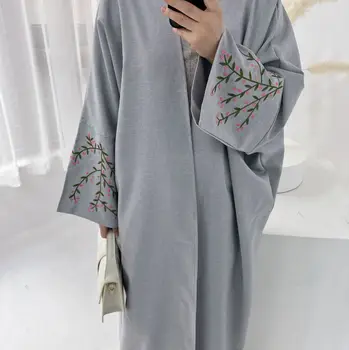 Eid Cardigan Abaya Subțire Lenjerie De Broderii Florale Supradimensionate Rochii Femei Musulmane Hijab Halat Dubai Turcia Deschide Abaya Islam Îmbrăcăminte