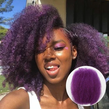 Elegant Brazilian Noua Culoare Violet Afro Pervers mai mare parte Păr Uman Pentru Împletirea DreadLock Sare Piper Gri Remy de Păr Afro pervers Vrac