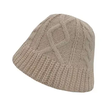 Elegant Tricotate Pălărie Găleată De Protecție Solară Toamna Iarna Chelioși Pălărie De Culoare Pură Coldproof Pălărie
