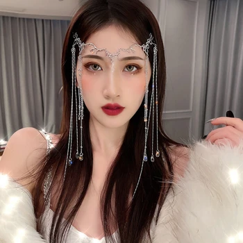 Elegante, Stralucitoare Stras Ciucure Lung Hairwear Lacrimi De Cristal Retro Banda De Păr Pentru Femei Stil Chinezesc Accesorii