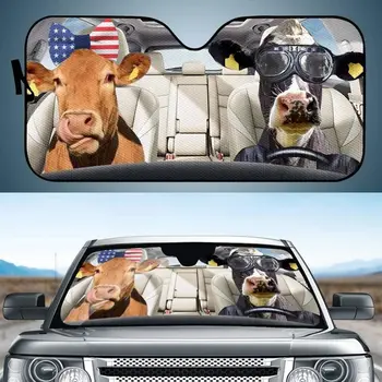FKELYI Auto Universal Parasolar pentru Parbriz Amuzant Animal Vaca Design Umbra Soare se Potrivesc SUV si Camioane Soare Protector Vizorului