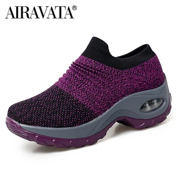 Femei Pantofi Casual Indesata Adidasi Platforma Pantofi de Mers pe jos de Moda Knited Mocasini Casual Dimensiune 35-42