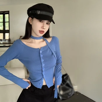 Femei Topuri Tricotate Slim Moda Mâneci Lungi Topuri Versiunea coreeană Solid de Culoare