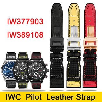 Fibra de Carbon Model Curea din Piele Pentru IWC Pilot Serie IW377903 IW389108 Piele naturala Watchbands 20mm 21mm 22mm Bărbați Brățară