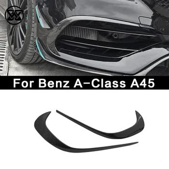 Fibra de Carbon Spoiler Fata Buze Splitter Prizele de Aer Laterale Lampă de Ceață Cadru Spoiler Body Kit Ornamente Pentru Benz a-class A45