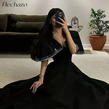 Flechazo Negru Rochii de Seara Sexy V Gât O Linie Conservatie Formale Partid Rochie Eleganta Pentru Femei 2024 Arabia Saudită فساتين السهرة