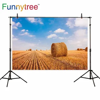 Funnytree fundal pentru studio fotografic terenurilor agricole domeniul de cultură paie natura toamna vedere nori profesionale de fundal photocall