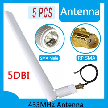 GWS 5pcs 433mhz antena 5dbi sma male lora antene retelistica multe module electrice antene retelistica ipex 1 SMA female coadă 21CM Cablu de Extensie