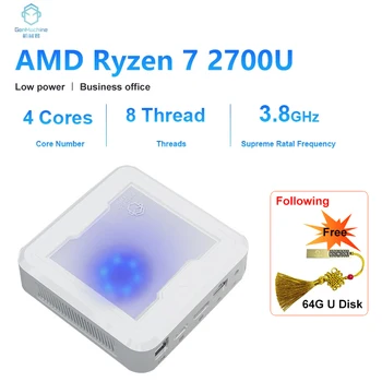 Gemachine Nou Mini PC Lighte AMD Ryzen7 2700U 2.2 GHz-3,8 GHz 4Cores 8Thread CPU Desktop Win11 DDR4 M. 2 2280 pc gamer