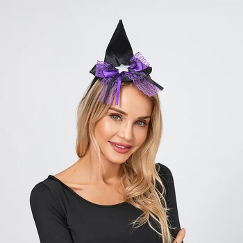 Halloween Vrăjitoare Pălărie Bentita Cosplay Banda de Păr Caciulita de Petrecere, Accesorii de Par pentru Adulți Copii Costum Recuzită