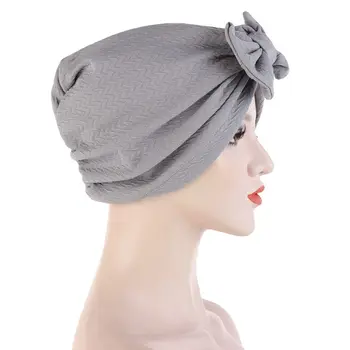 Hijab Solide Femei Caderea Parului Cancer Chimioterapie Cap Pălărie Eșarfă Arc Folie De Cap Turban