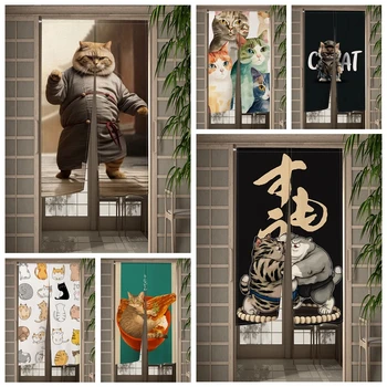 Japoneză Ukiyo-e de Desene animate Drăguț Pisica Cortina Ușii Partiție Bucătărie, Dormitor cu Ușă Decora Perdele de Intrare Perdeaua pe Jumătate Cortina