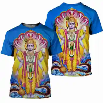 Jumeast Hindus Domnul Dumnezeu Vishnu Bărbați T-shirt Indian Ganesha Supradimensionat Overfit Tricou Vintage YK2 Haine de Moda Unisex T-shirty