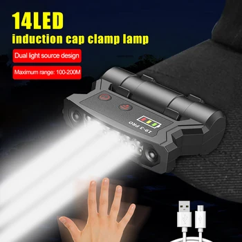 LED Senzor Far Capac Clip Light USB Reîncărcabilă Pălărie Faruri Built-in Baterie rezistent la apa de Echitatie Pescuit, Vânătoare de Reparare Lampa